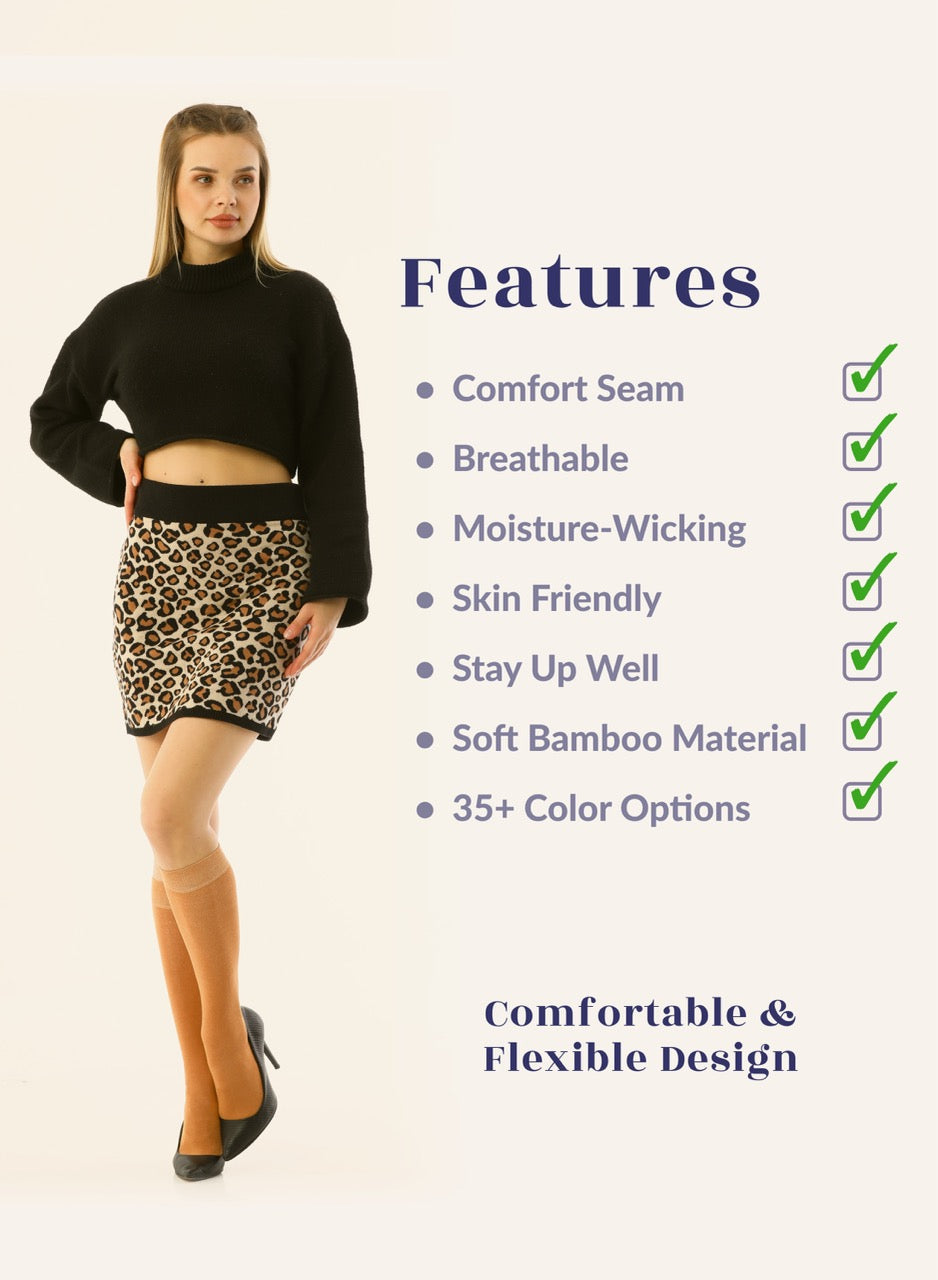 Knee-High Bamboo Dress Socks for Women, 4 Pairs