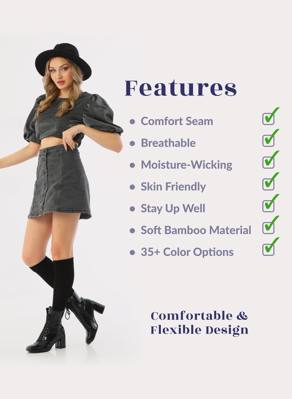 Knee-High Bamboo Dress Socks for Women, 4 Pairs