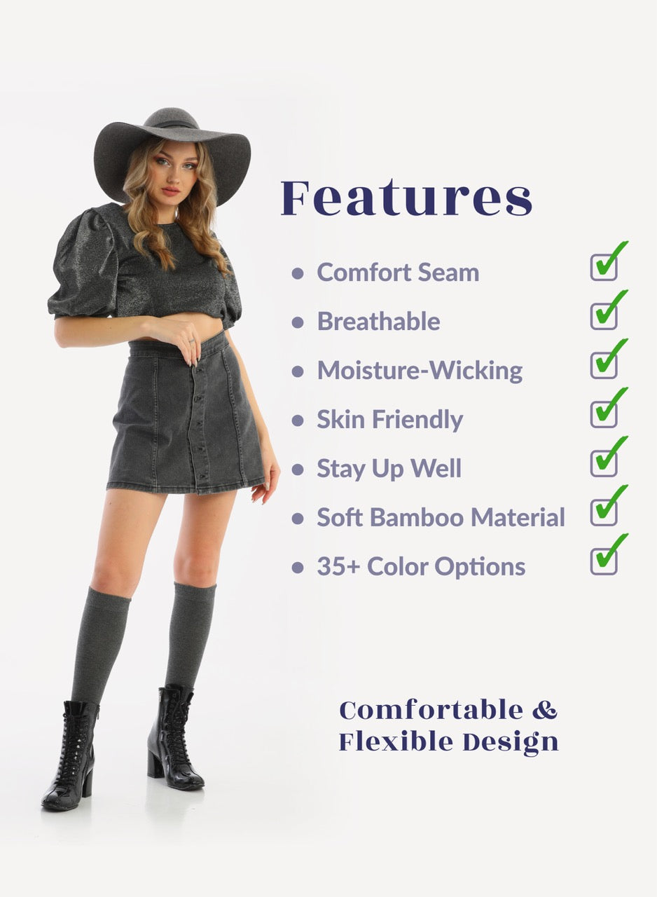 Knee-High Bamboo Dress Socks for Women, 4 Pairs