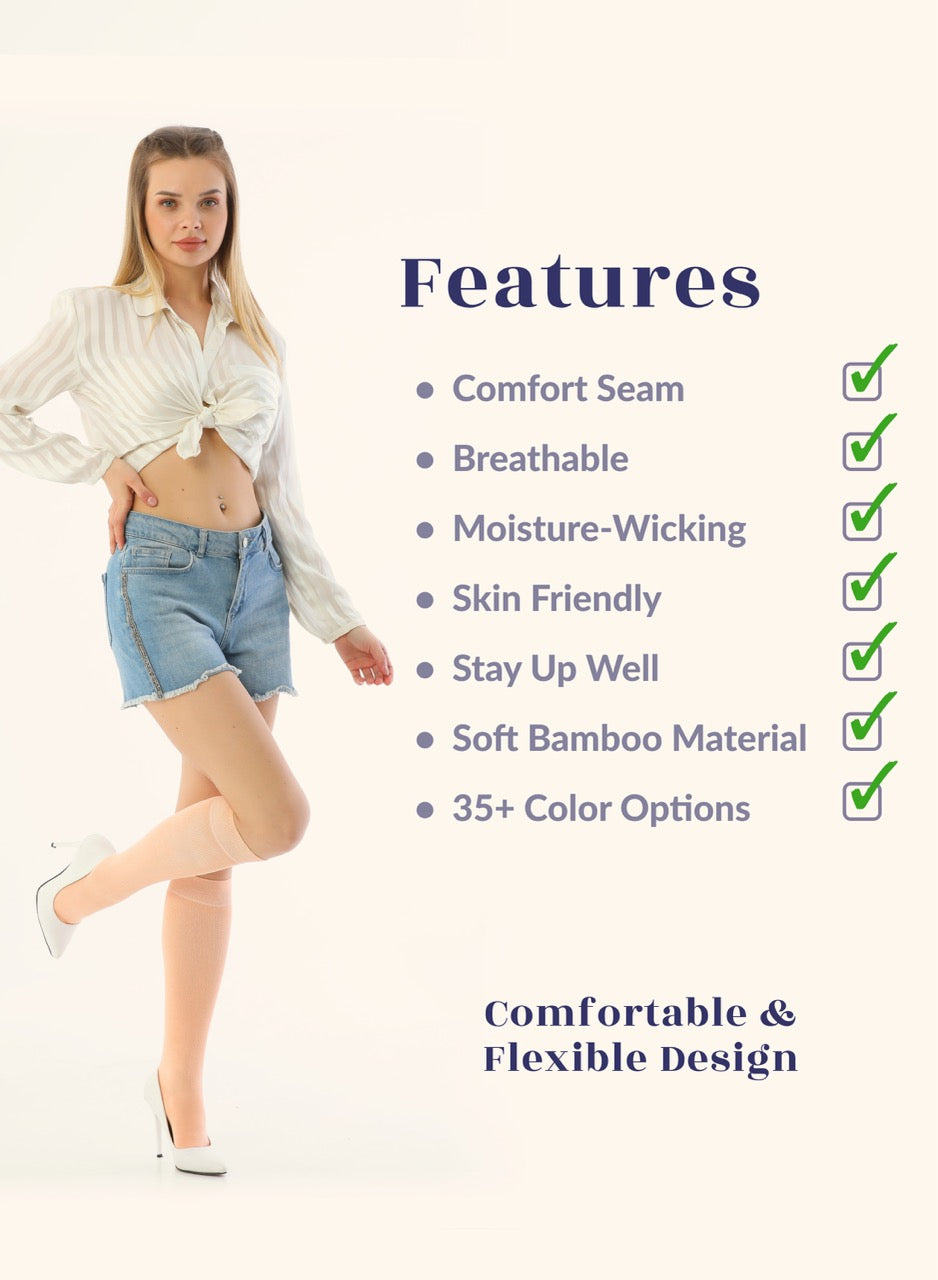 Knee-High Bamboo Dress Socks for Women, 4 Pairs