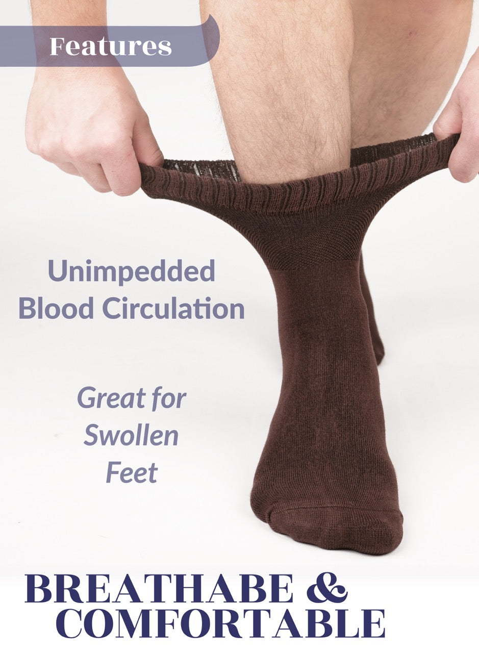 Men's Lightweight Bamboo Diabetic Ankle Socks, 4 Pairs