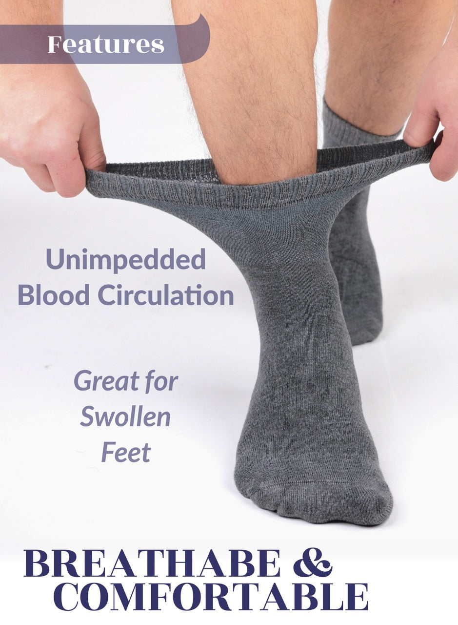 Men's Lightweight Bamboo Diabetic Ankle Socks, 4 Pairs