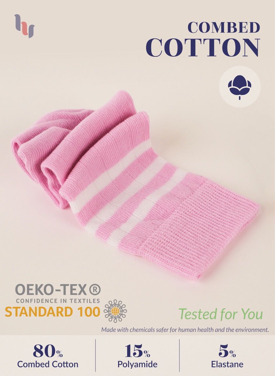 Striped Cotton Kids' Knee-High Dress Socks, 4 Pairs