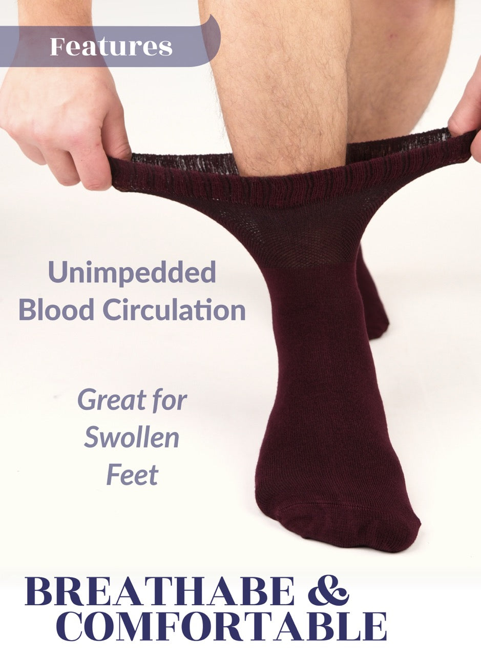 Men's Lightweight Bamboo Diabetic Ankle Socks, 4 Pairs