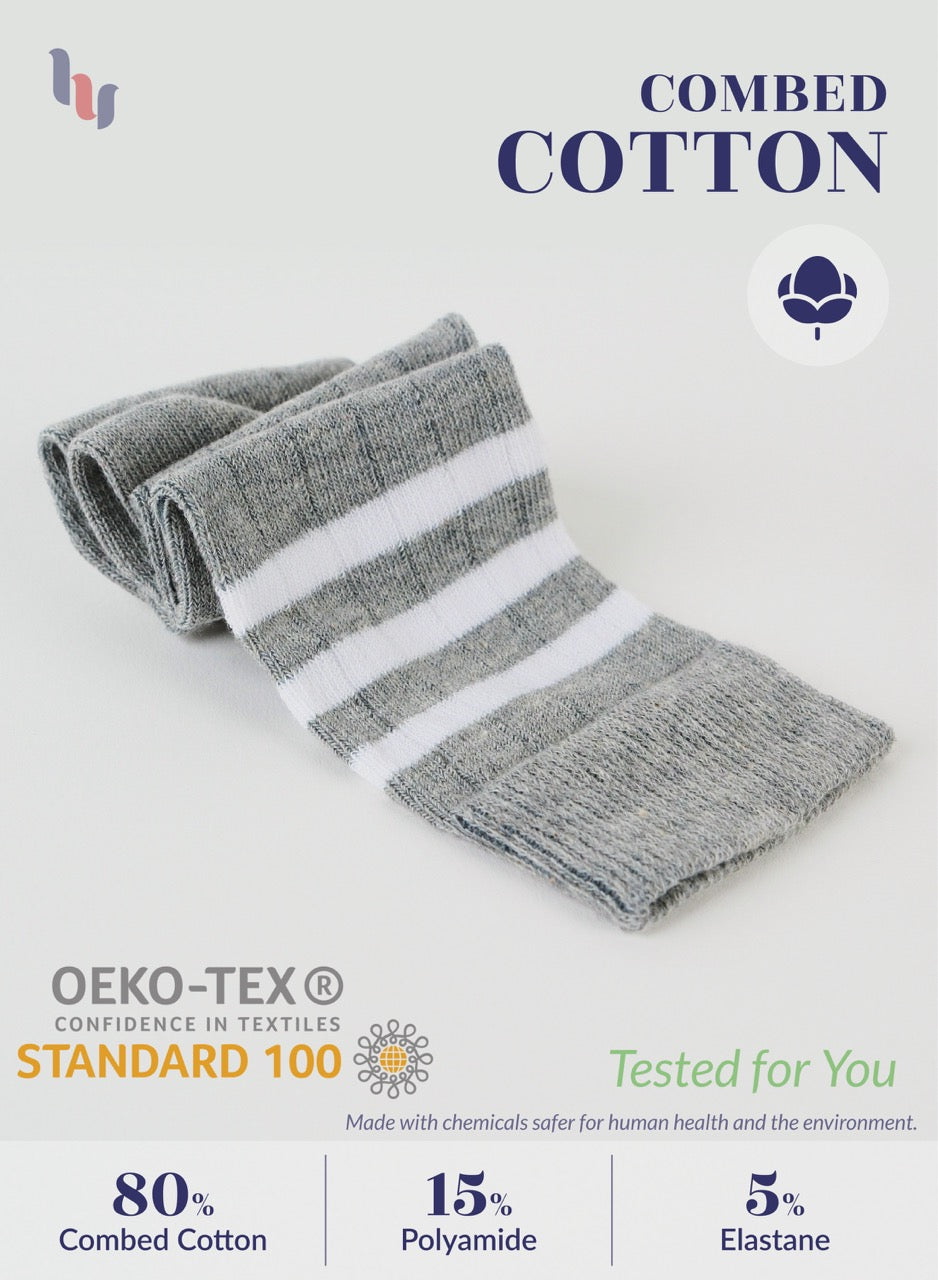 Striped Cotton Kids' Knee-High Dress Socks, 4 Pairs