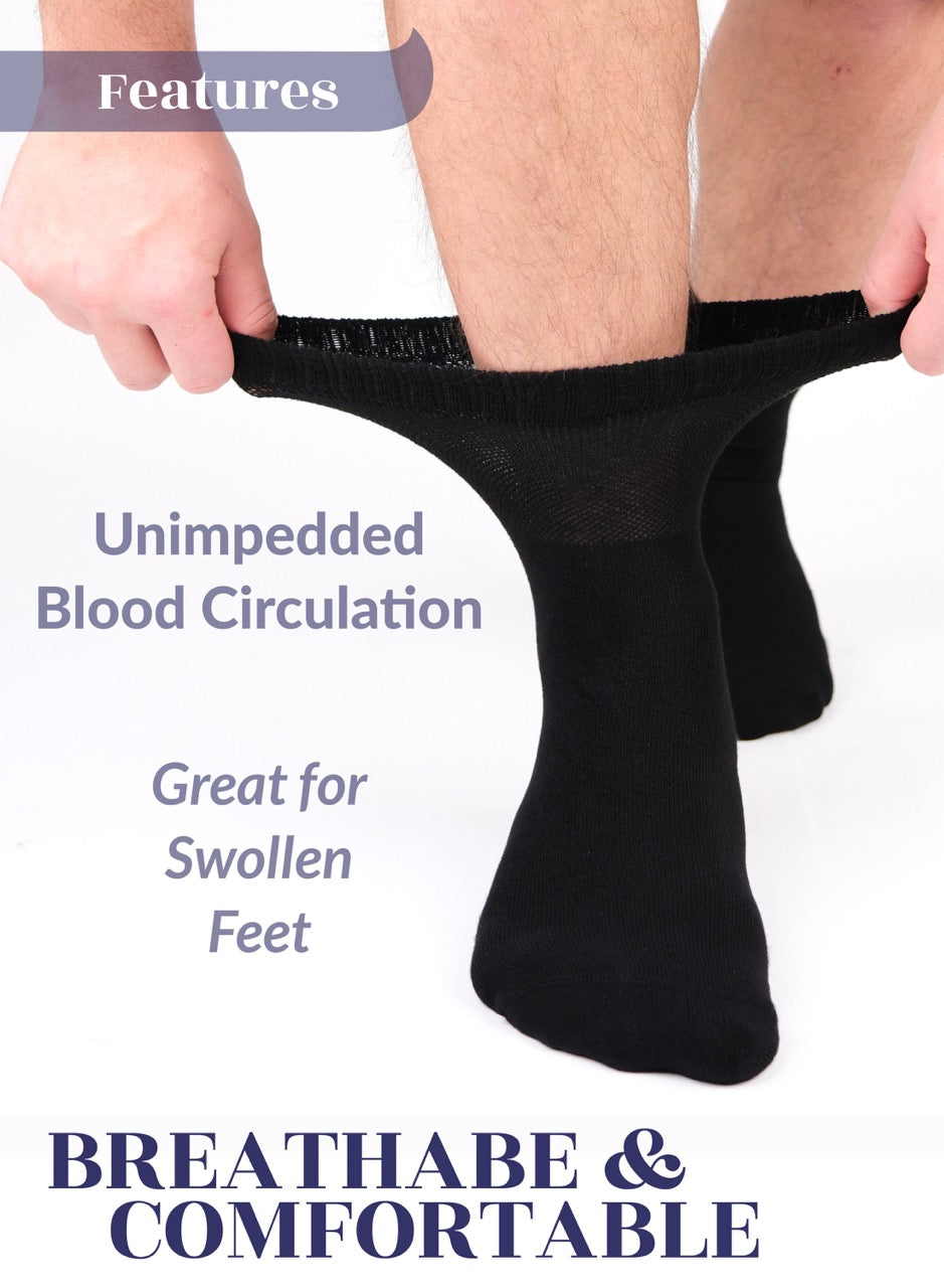 Men's Lightweight Bamboo Diabetic Ankle Socks, 4 Pairs