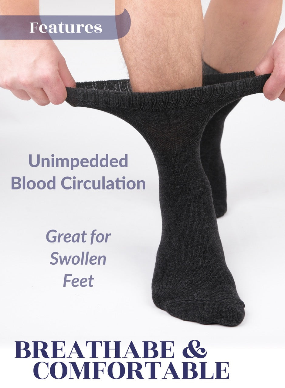 Men's Lightweight Bamboo Diabetic Ankle Socks, 4 Pairs