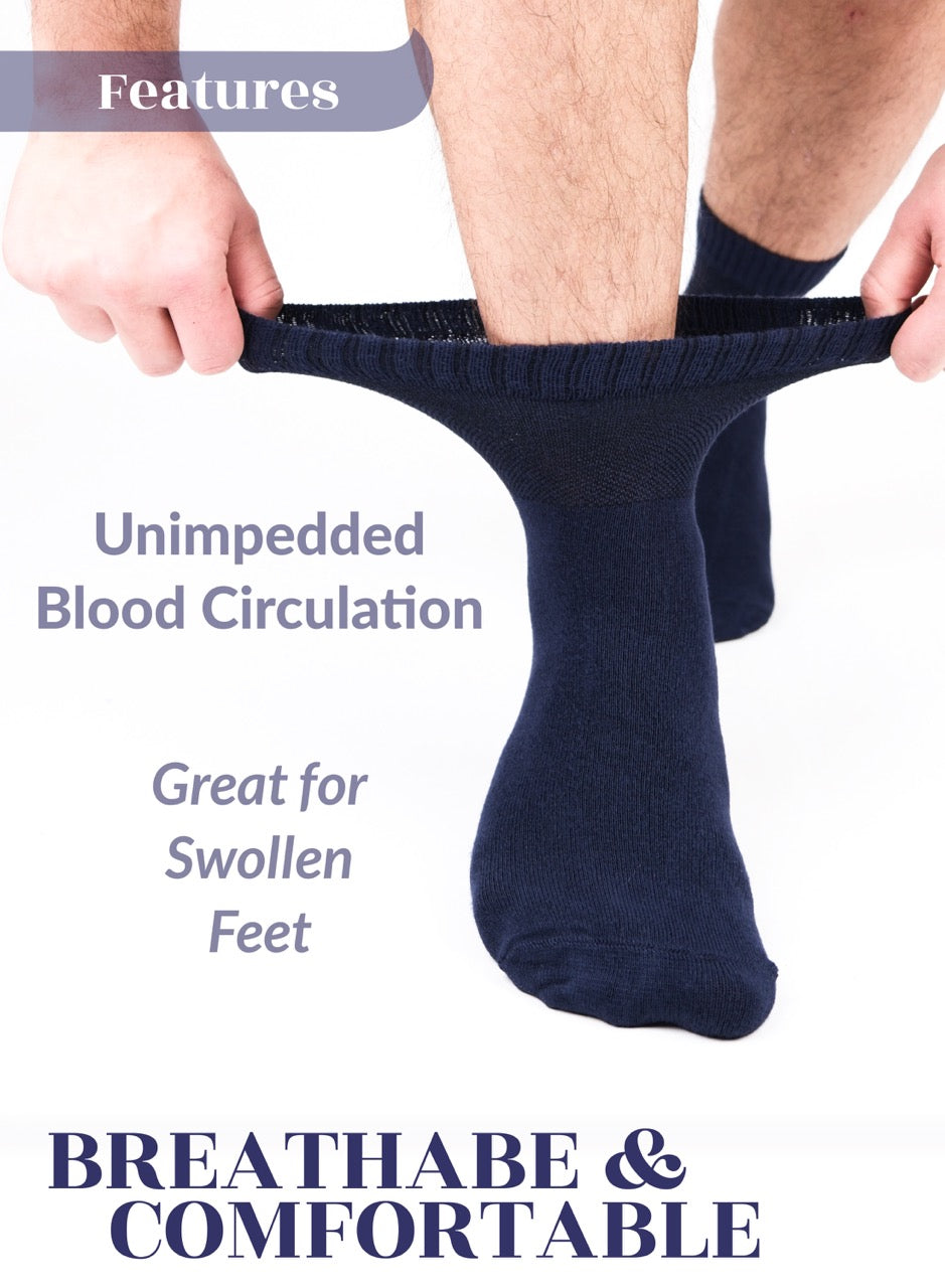 Men's Lightweight Bamboo Diabetic Ankle Socks, 4 Pairs