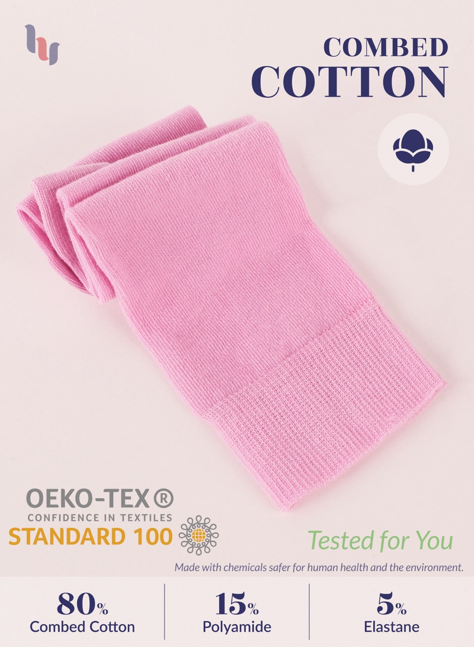 Kids' Plain Cotton Dress Knee-High Socks, 4 Pairs