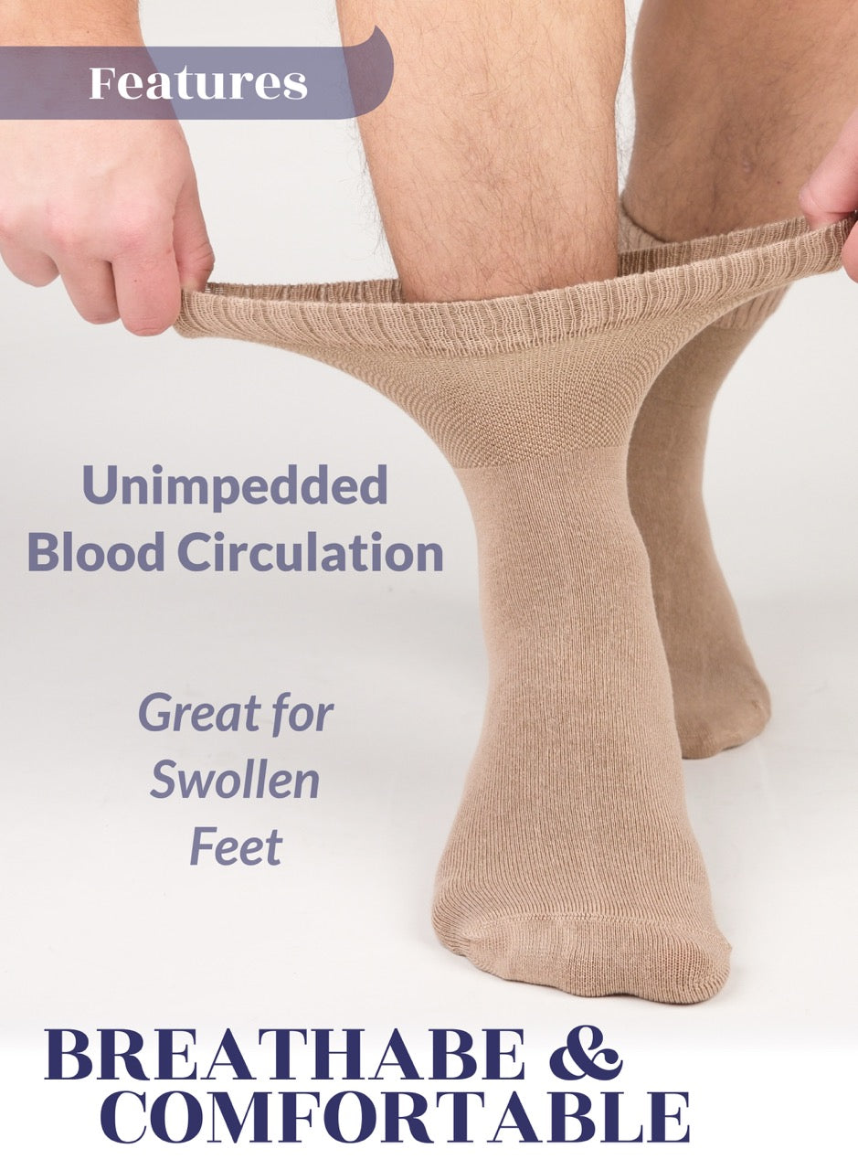 Men's Lightweight Bamboo Diabetic Ankle Socks, 4 Pairs