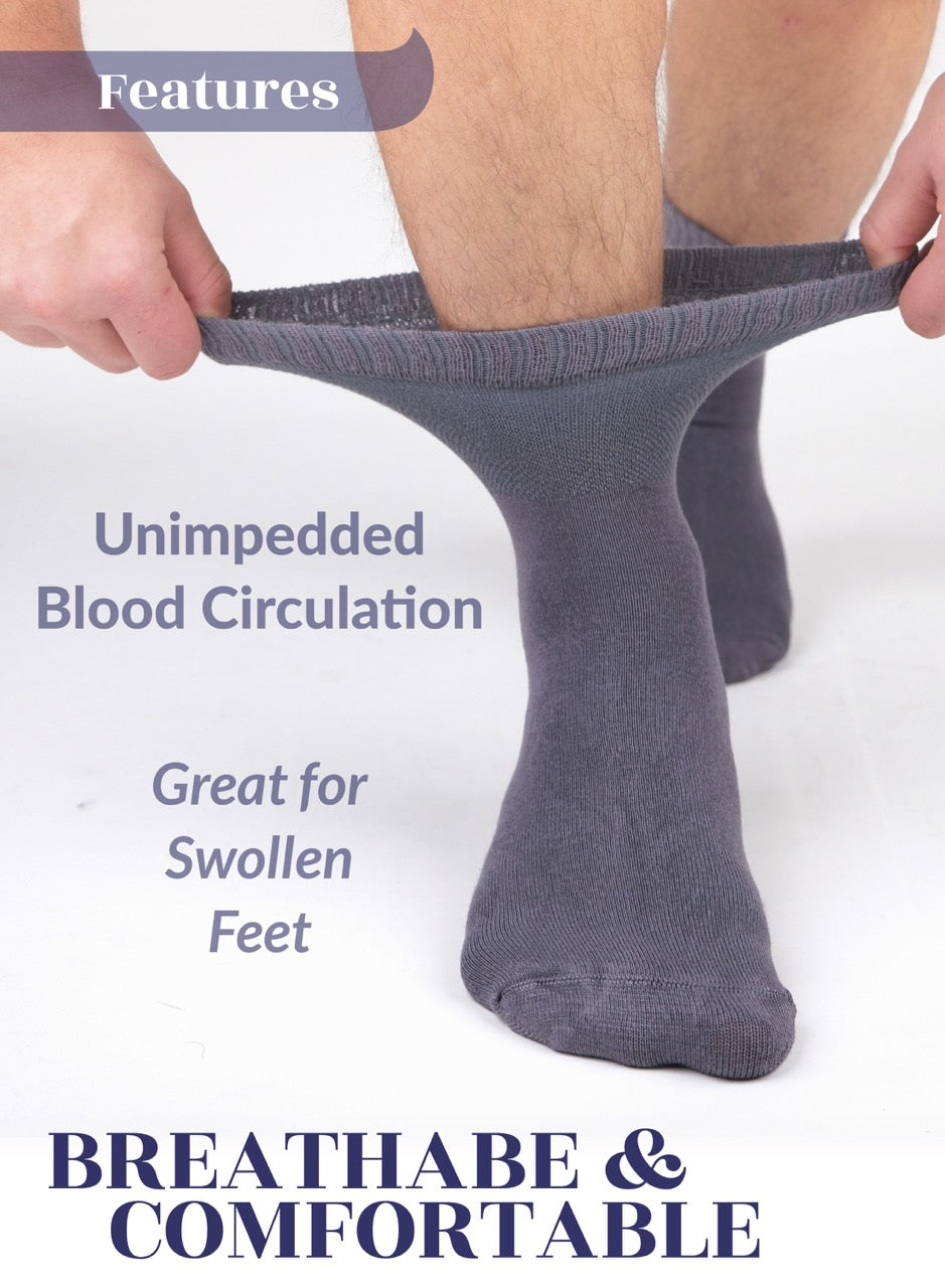 Men's Lightweight Bamboo Diabetic Ankle Socks, 4 Pairs