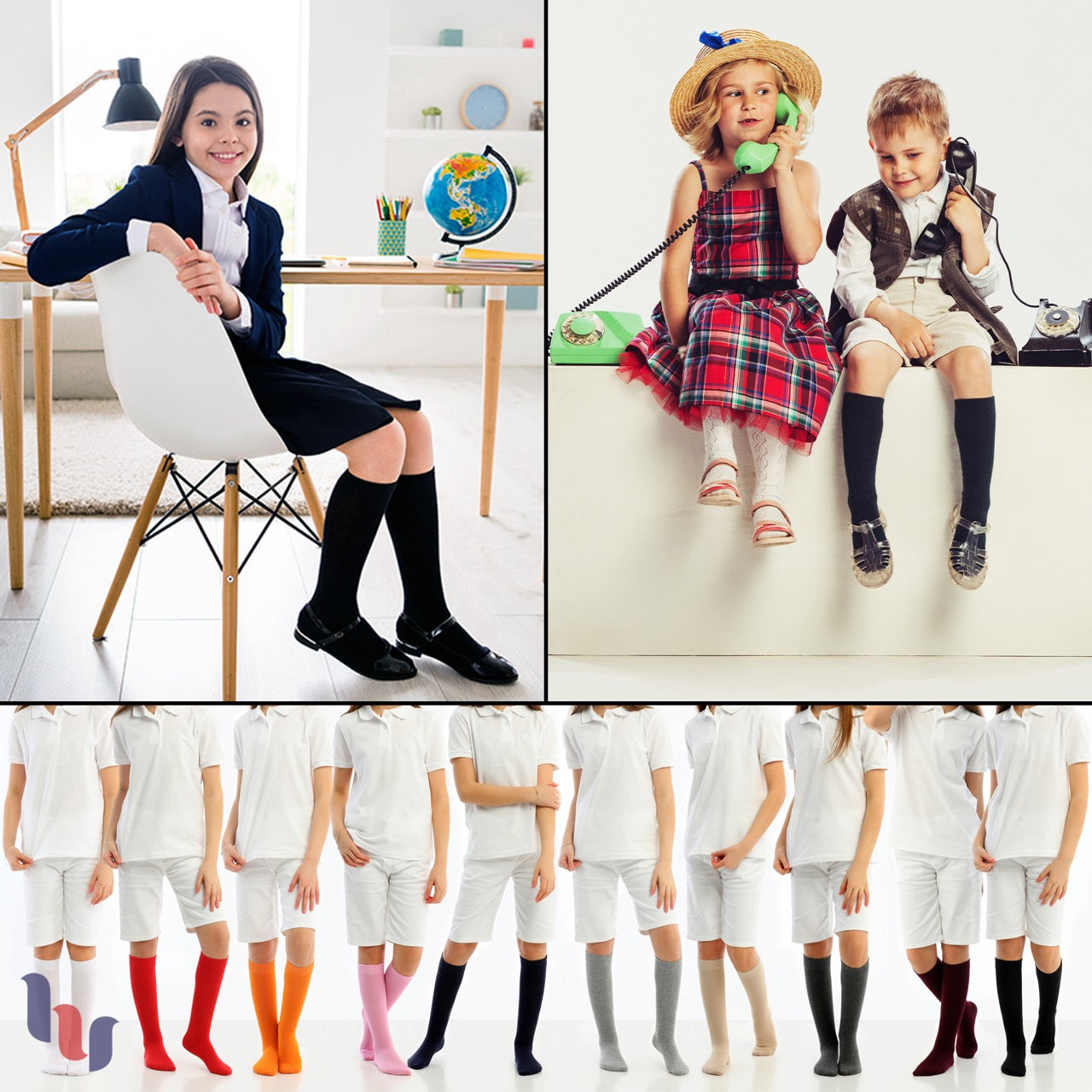 Kids' Bamboo School Knee-High Socks, 3 Pairs