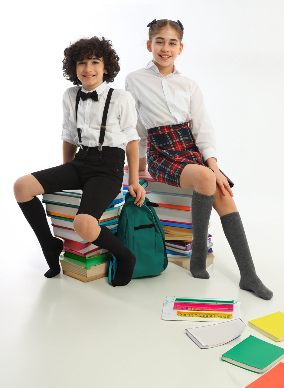 Kids' Bamboo School Knee-High Socks, 3 Pairs