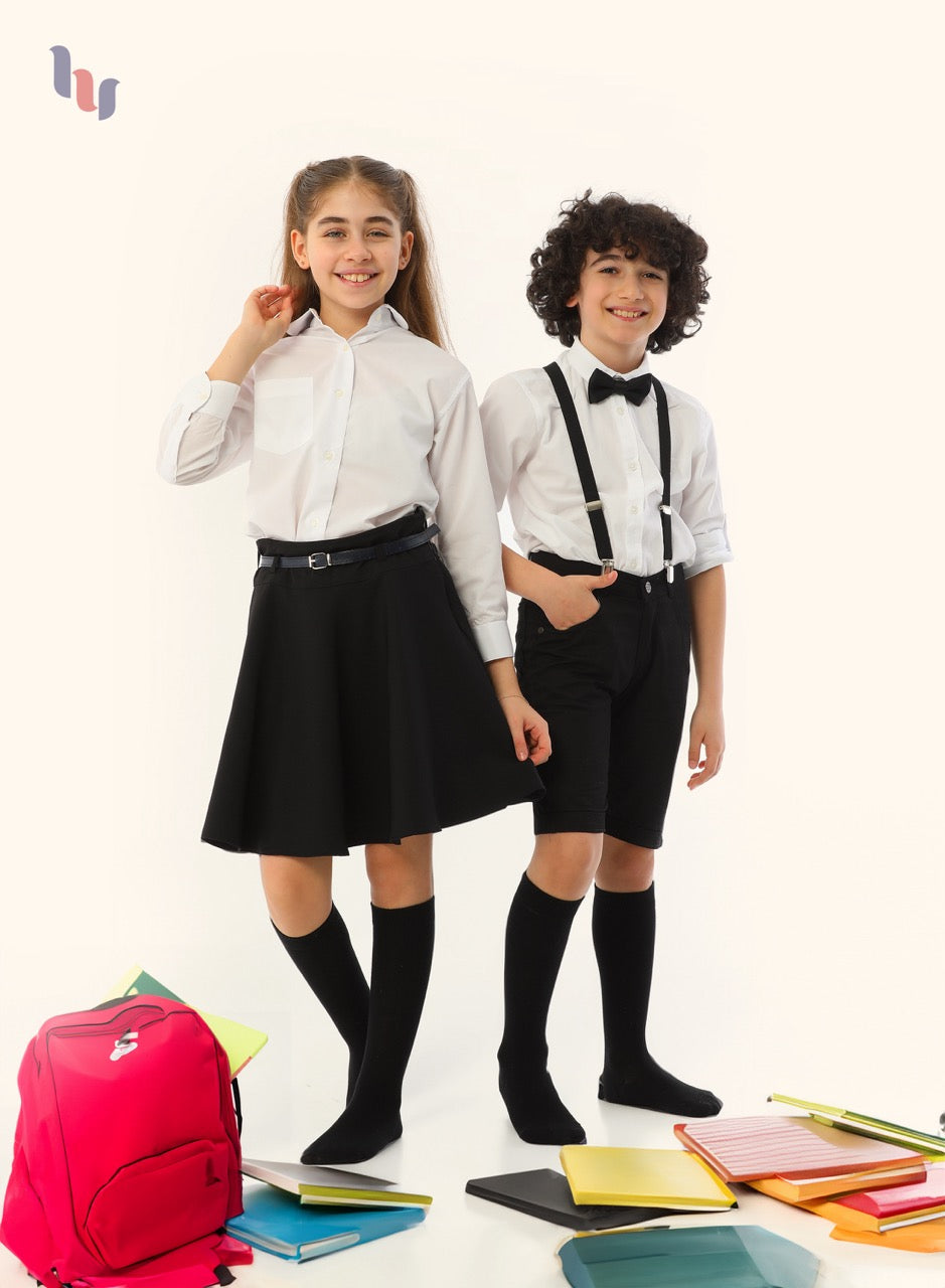 Kids' Plain Cotton Dress Knee-High Socks, 4 Pairs