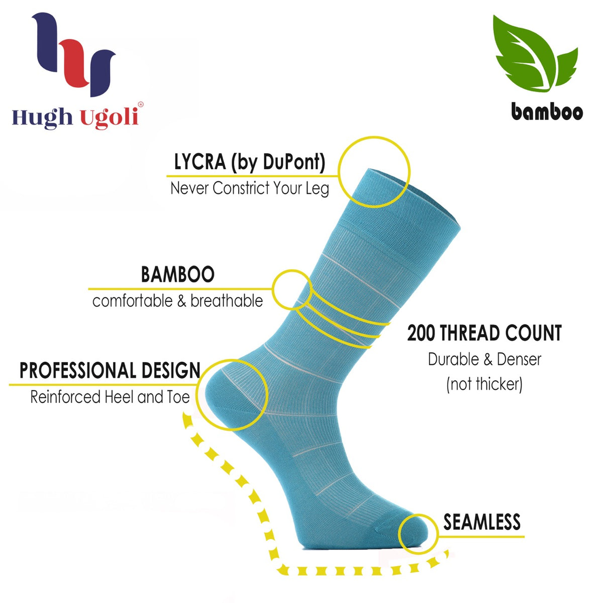 Bamboo Dress Funky Socks for Men's, 6 Pairs