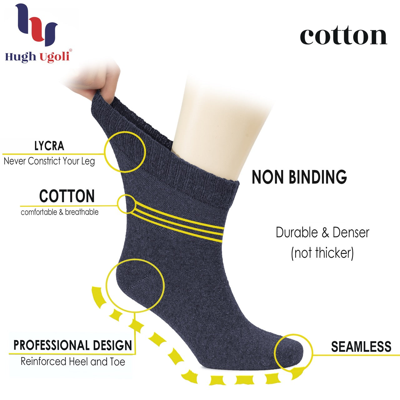 Men's Diabetic Ankle Thin Cotton Socks, 4 Pairs
