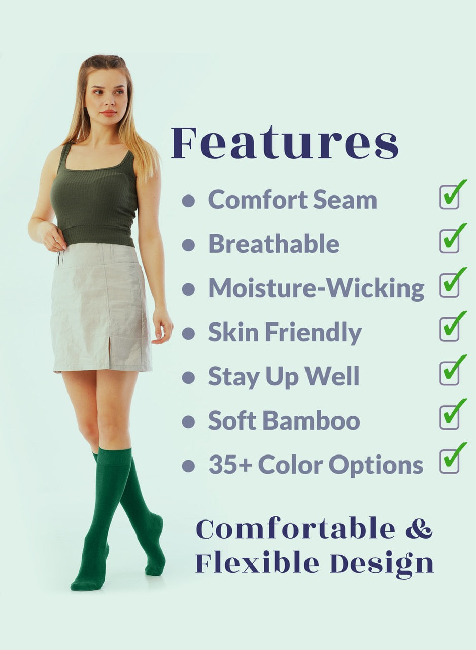 Knee-High Bamboo Dress Socks for Women, 4 Pairs