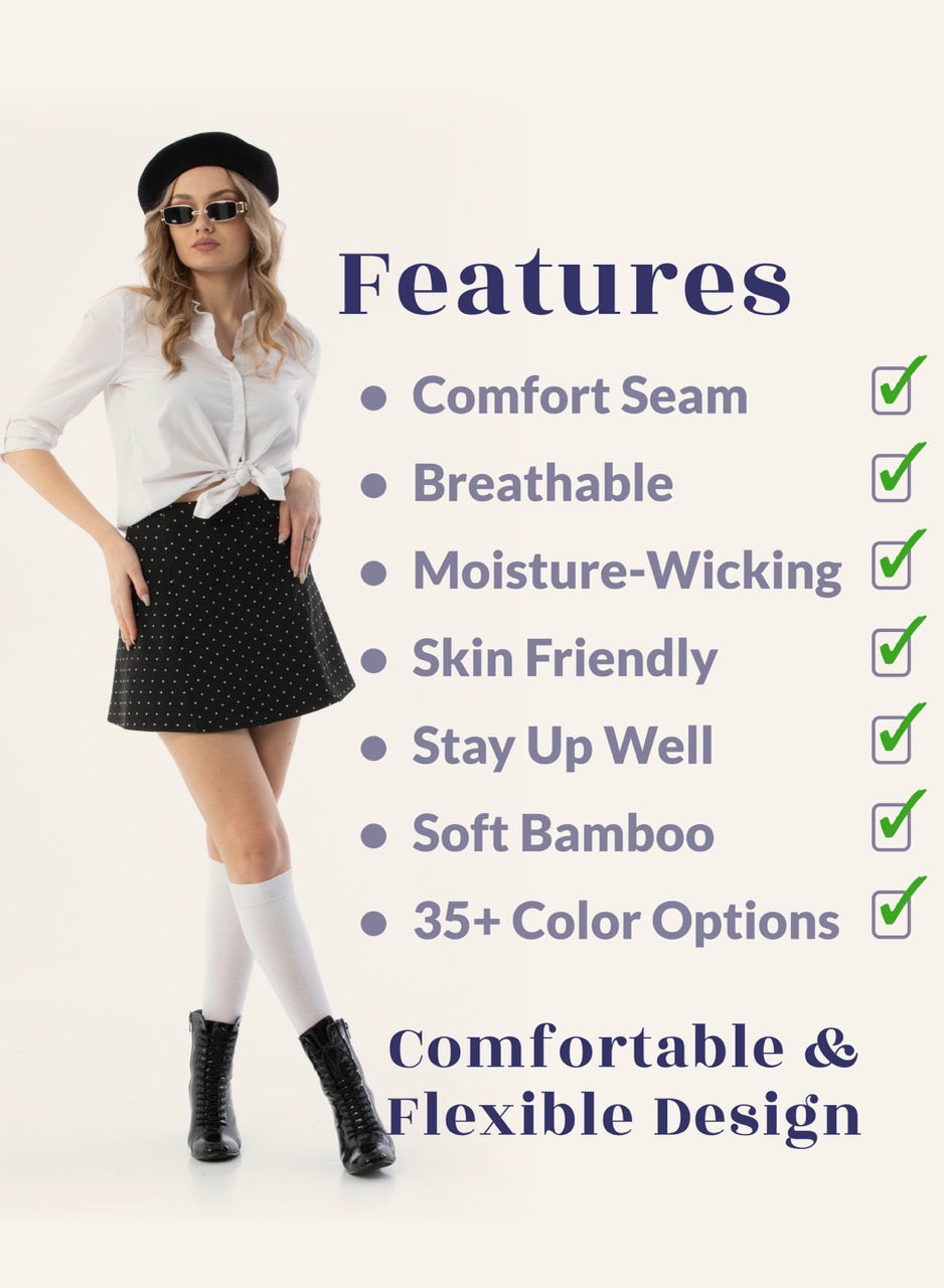 Knee-High Bamboo Dress Socks for Women, 4 Pairs