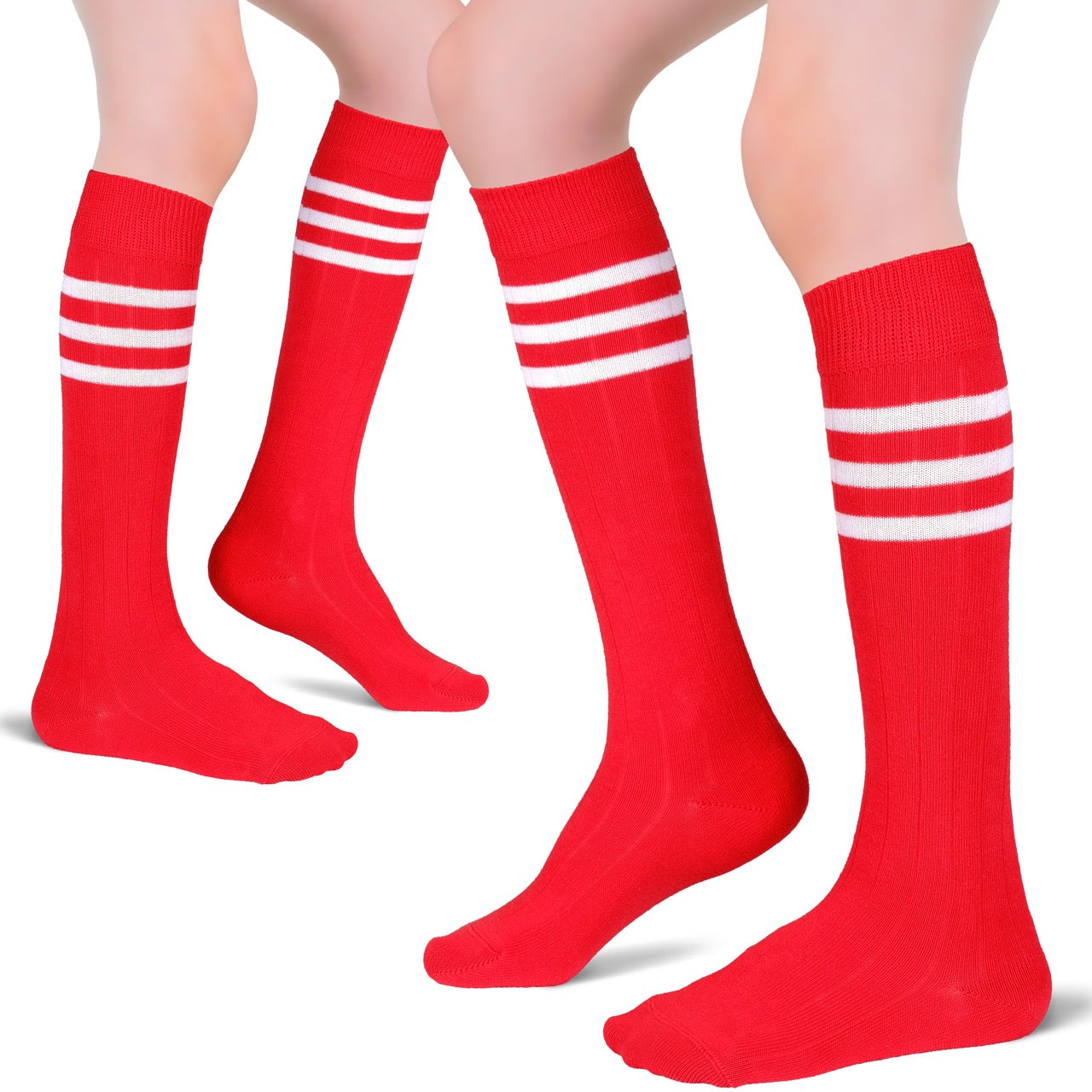 Striped Cotton Kids' Knee-High Dress Socks, 4 Pairs