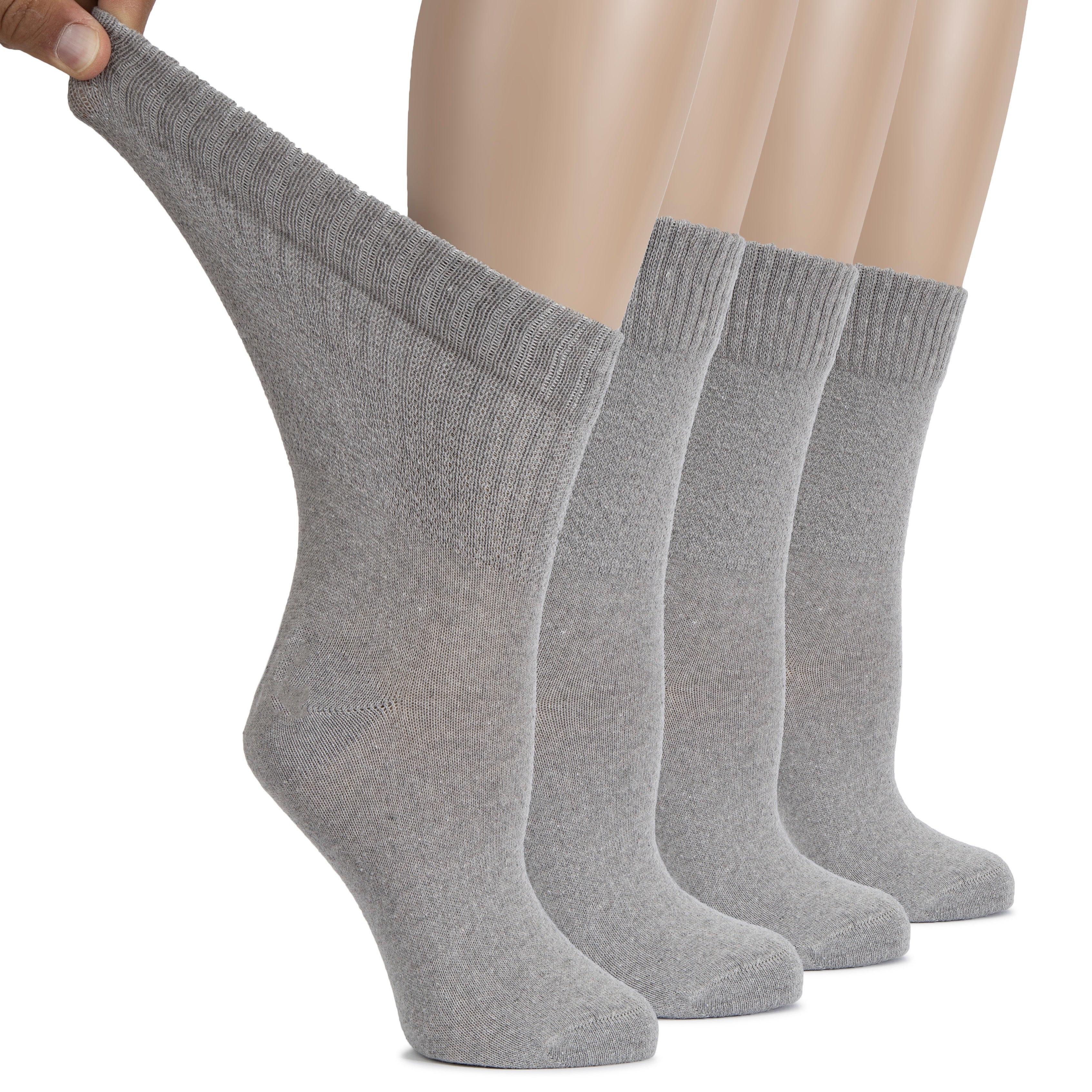 Women's Diabetic Thin Cotton Crew Socks, 4 Pairs