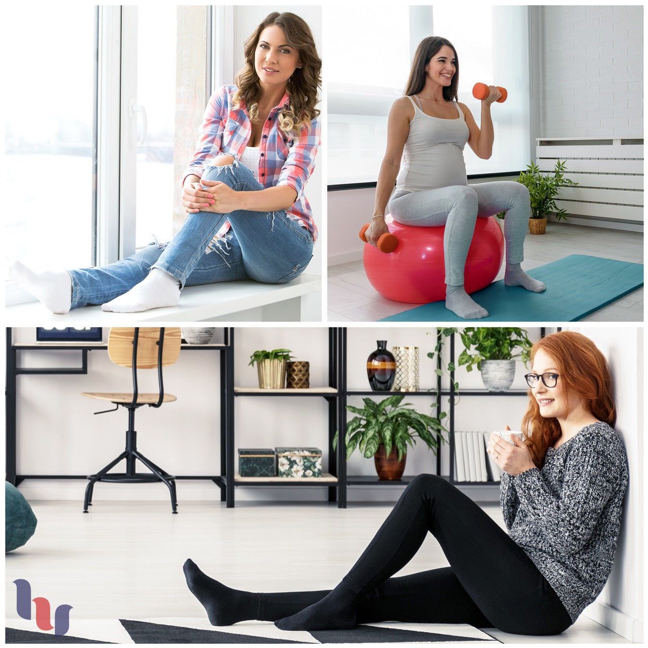 Women's Diabetic Thin Cotton Crew Socks, 4 Pairs