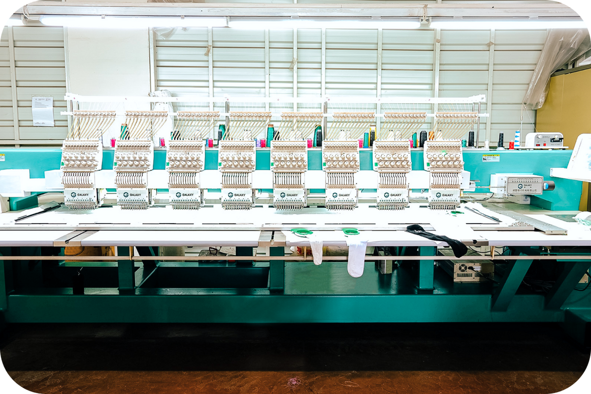 A large embroidery machine showcasing diverse patterns and designs, offering a wide range of intricate stitching options.
