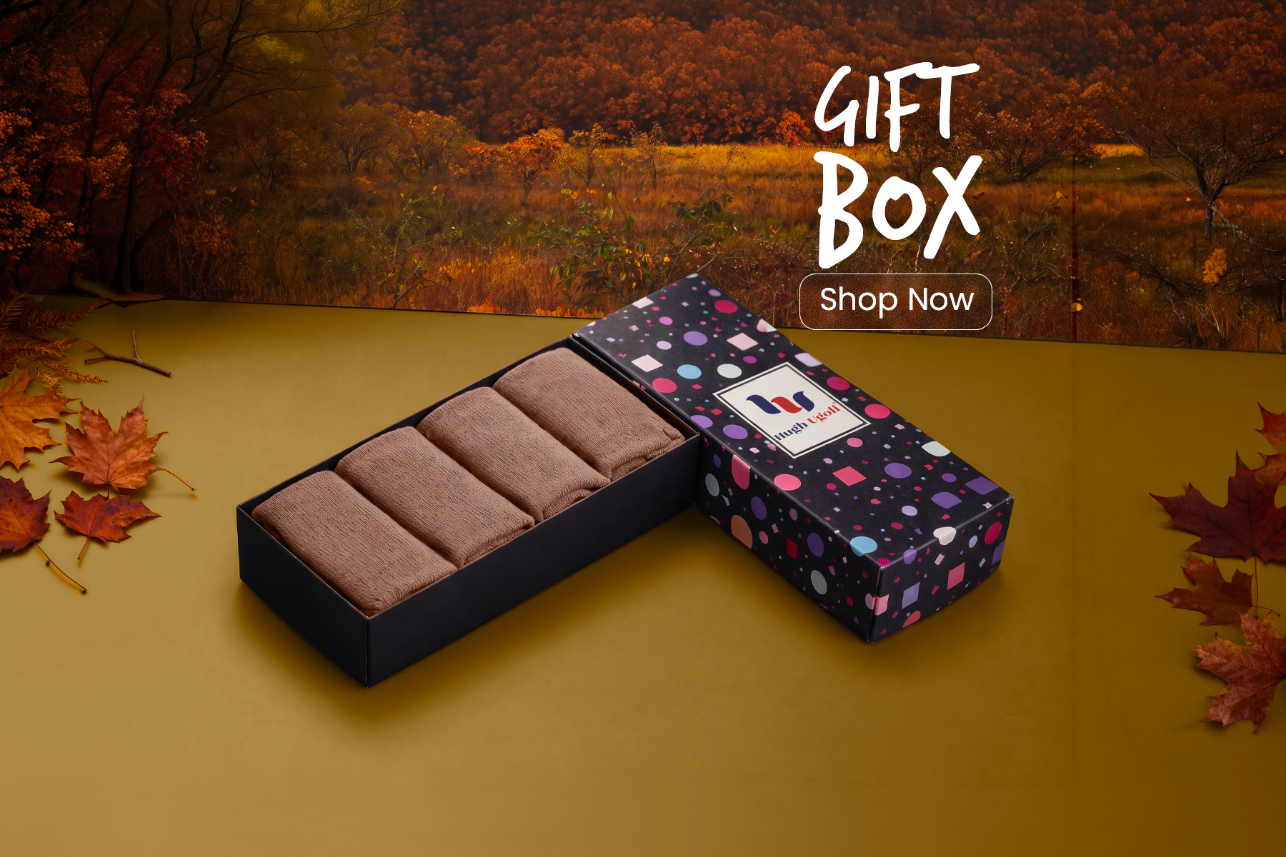 Hugh Ugoli sock gift box set for women featuring warm autumn and holiday styles