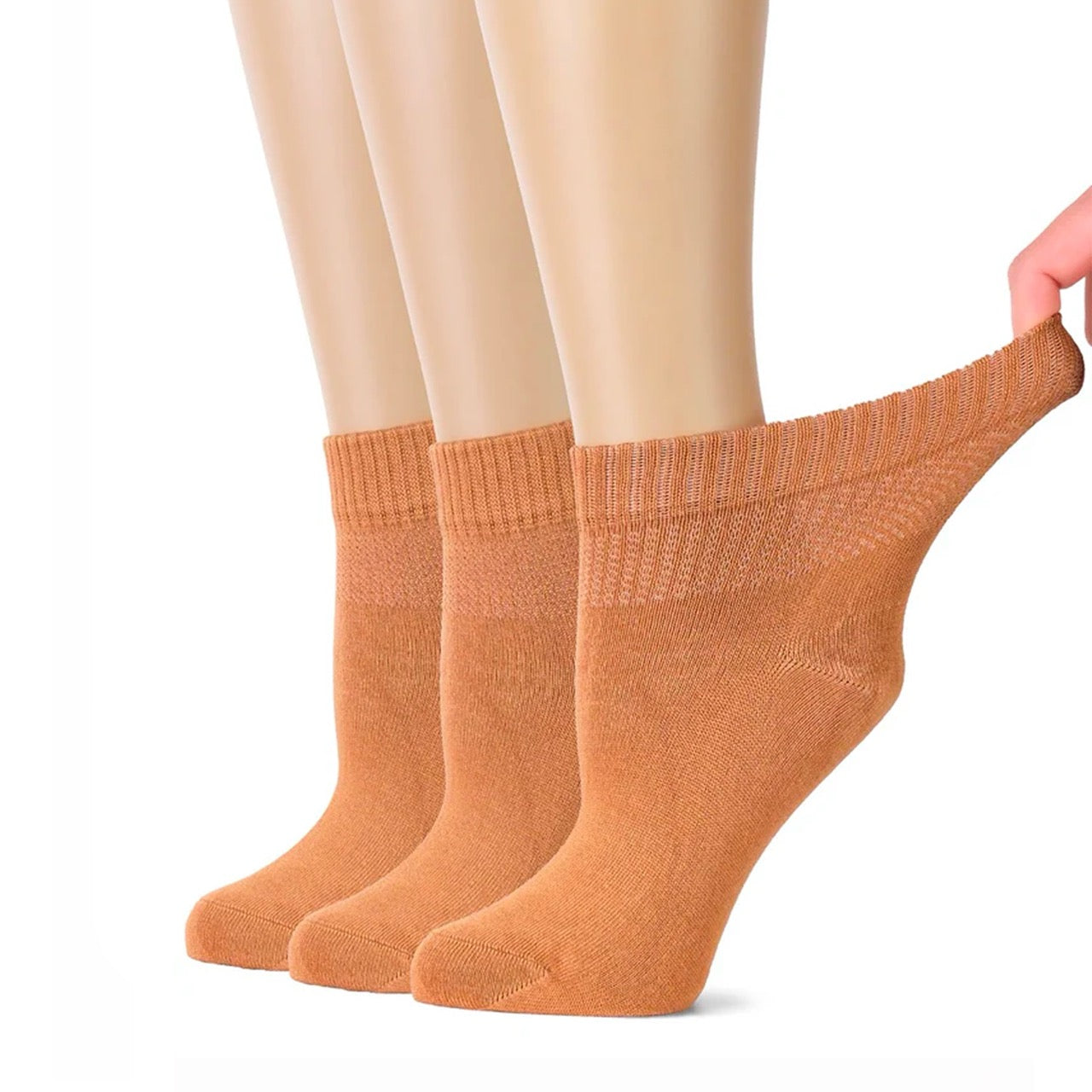 Women's Comfortable Diabetic Bamboo Ankle Socks for Swollen Legs, 3 Pairs
