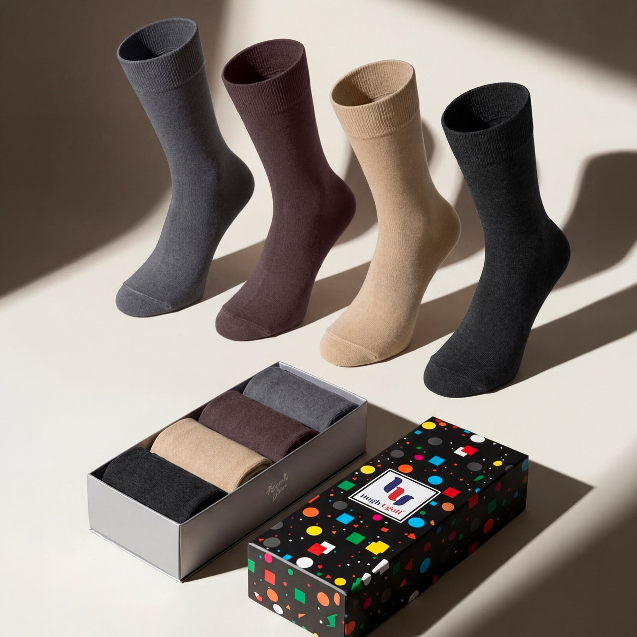 Hugh Ugoli Men's Bamboo Soft Business Crew Socks - lifestyle image 3