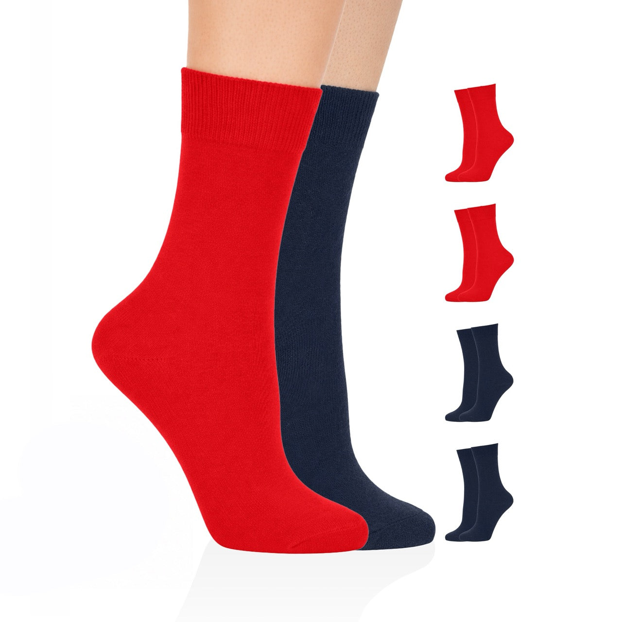 Hugh Ugoli Casual Women's Cotton Dress Crew Socks, 4 Pairs Assorted 12