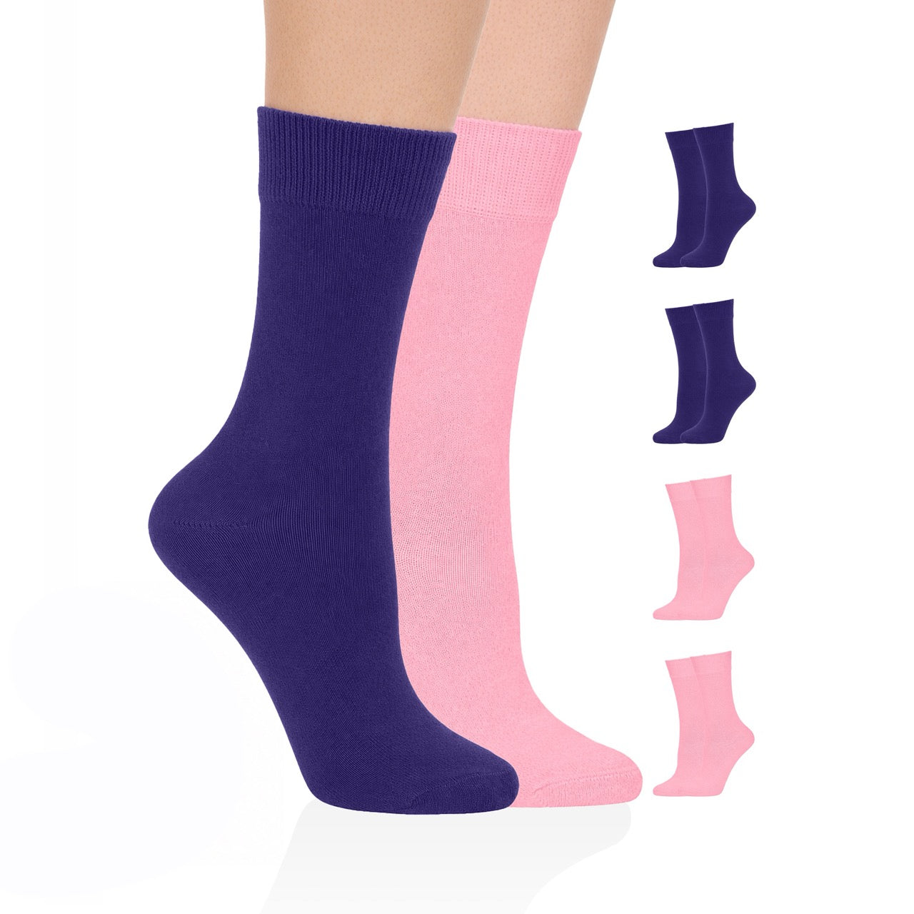 Hugh Ugoli Casual Women's Cotton Dress Crew Socks, 4 Pairs Assorted 13