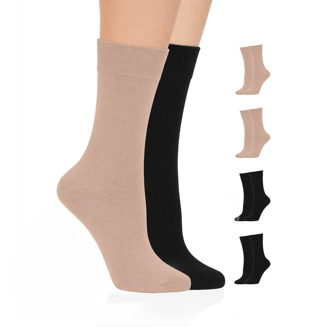 Hugh Ugoli Casual Women's Cotton Dress Crew Socks, 4 Pairs Assorted 15