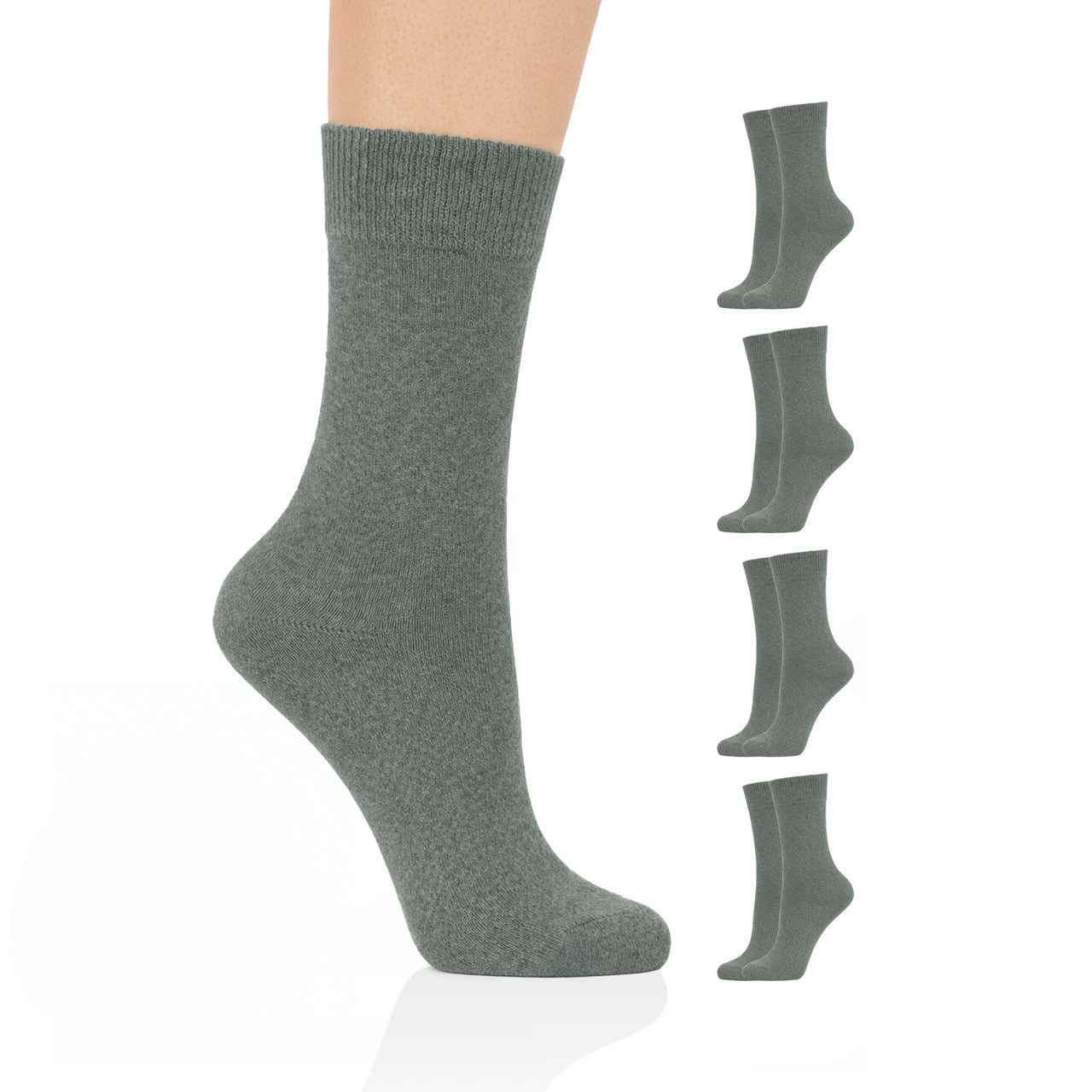 Hugh Ugoli Casual Women's Cotton Dress Crew Socks, 4 Pairs in Gray