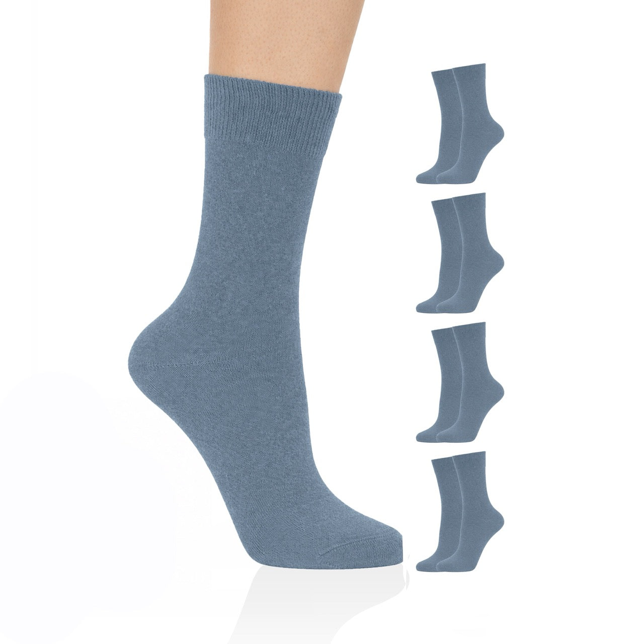Hugh Ugoli Casual Women's Cotton Dress Crew Socks, 4 Pairs in Indigo