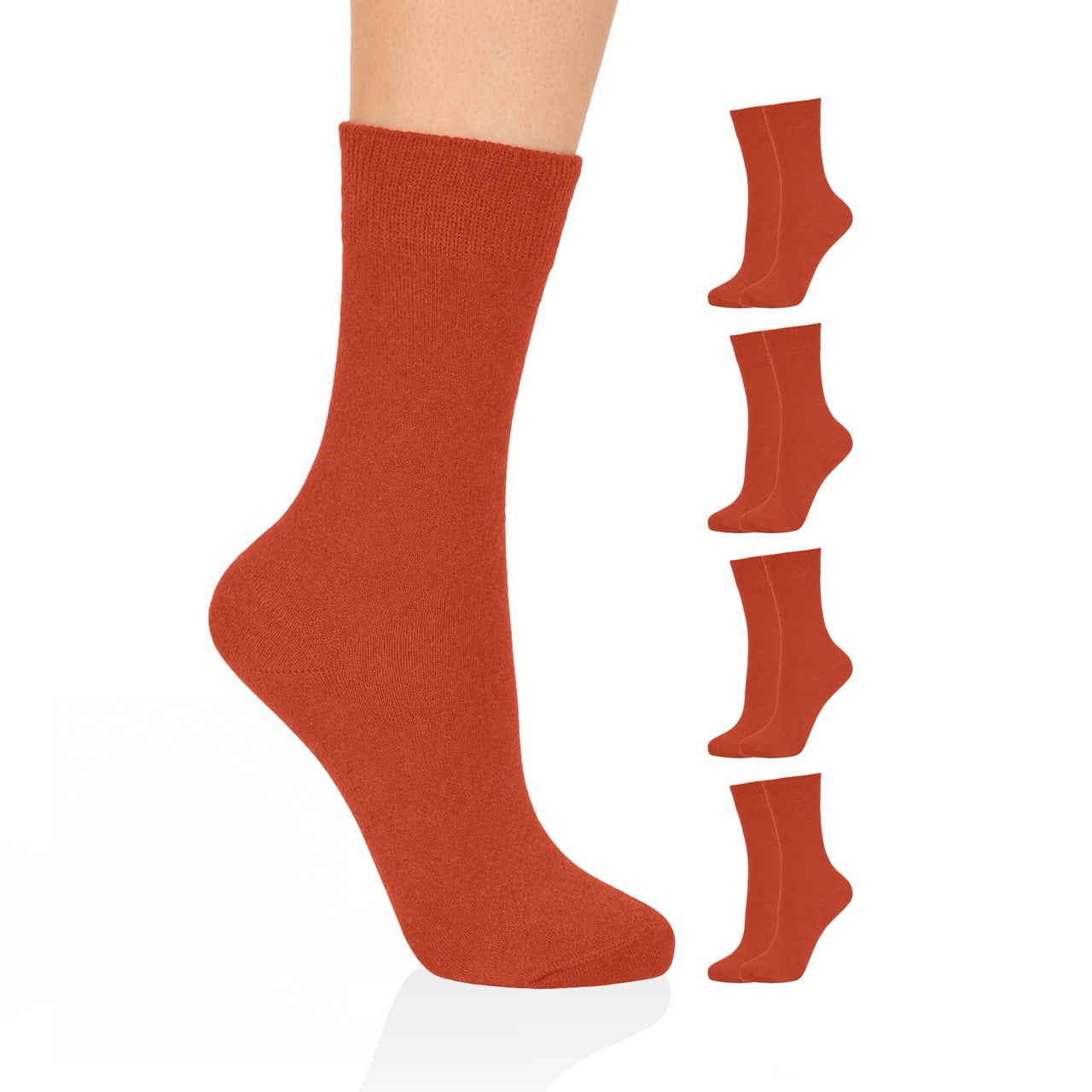 Hugh Ugoli Casual Women's Cotton Dress Crew Socks, 4 Pairs in Orange