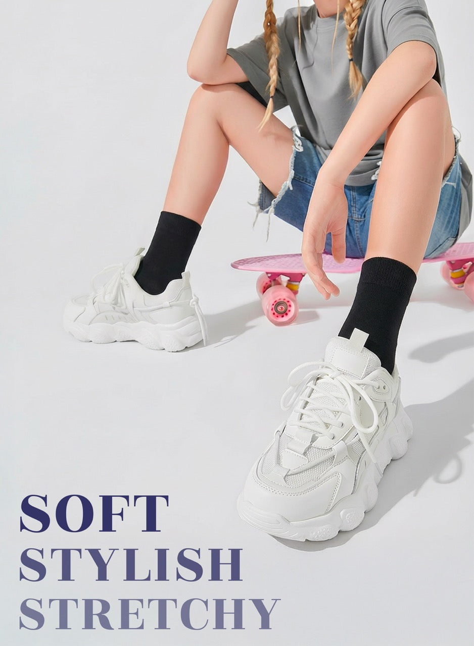 black socks kids bamboo crew