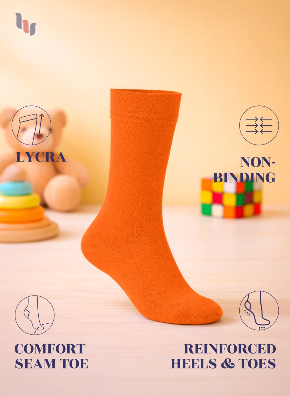 Pumpkin orange sock with features highlighted on a light background