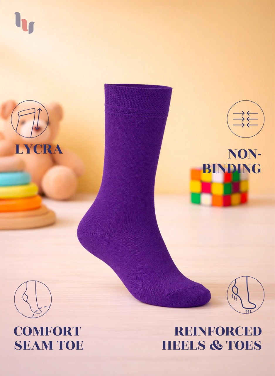 Purple sock with features highlighted on a light background