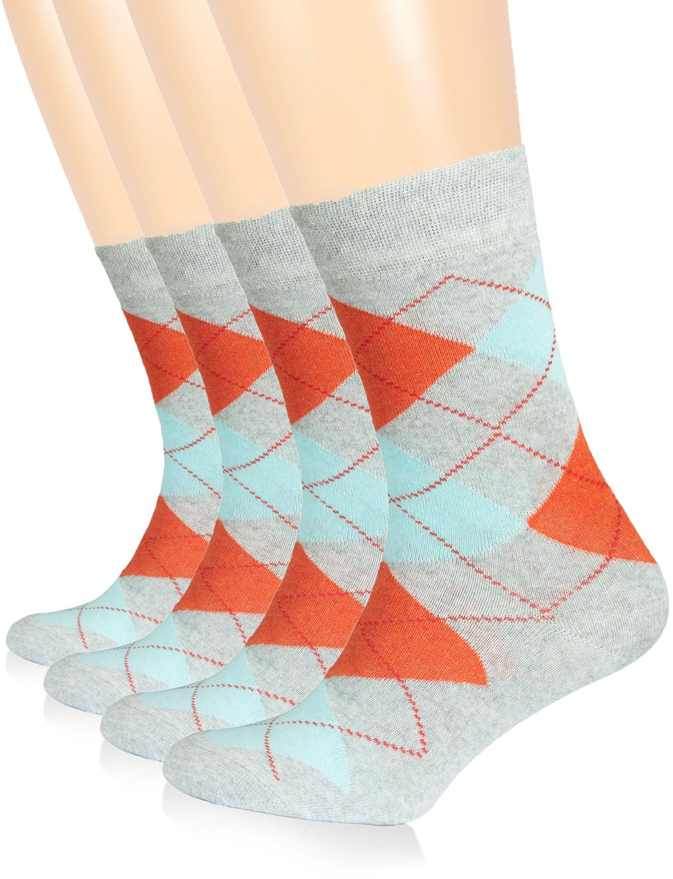Three pairs of Light Grey socks with geometric pattern on a white background