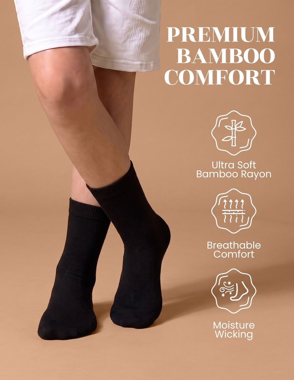 Hugh Ugoli Cotton Dress Crew Socks for Kids, 3 Pairs in Black
