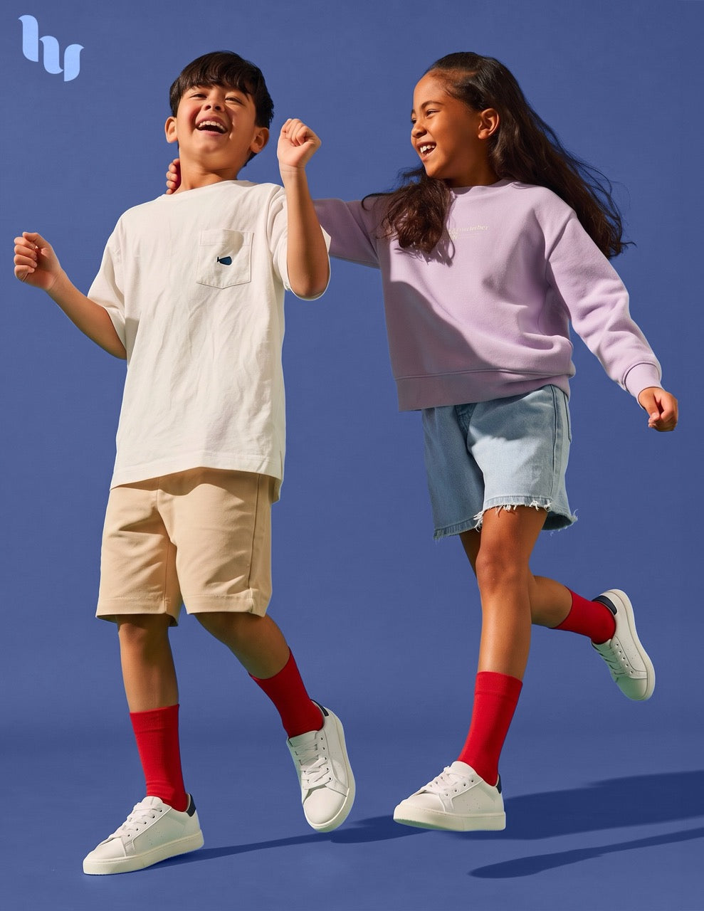 Hugh Ugoli Cotton Dress Crew Socks for Kids, 3 Pairs in Grey/Navy/Black