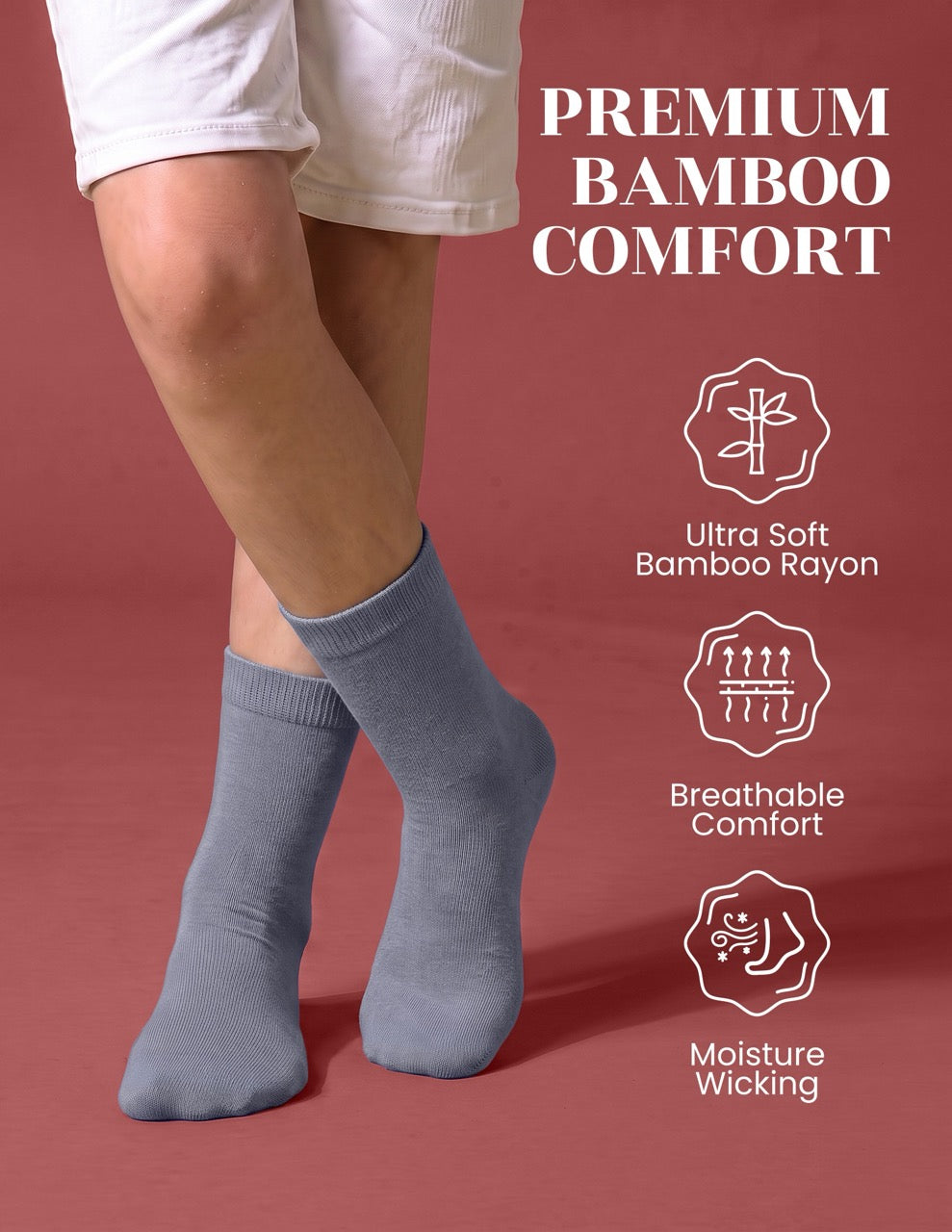 Hugh Ugoli Cotton Dress Crew Socks for Kids, 3 Pairs in Grey/Navy Blue/White