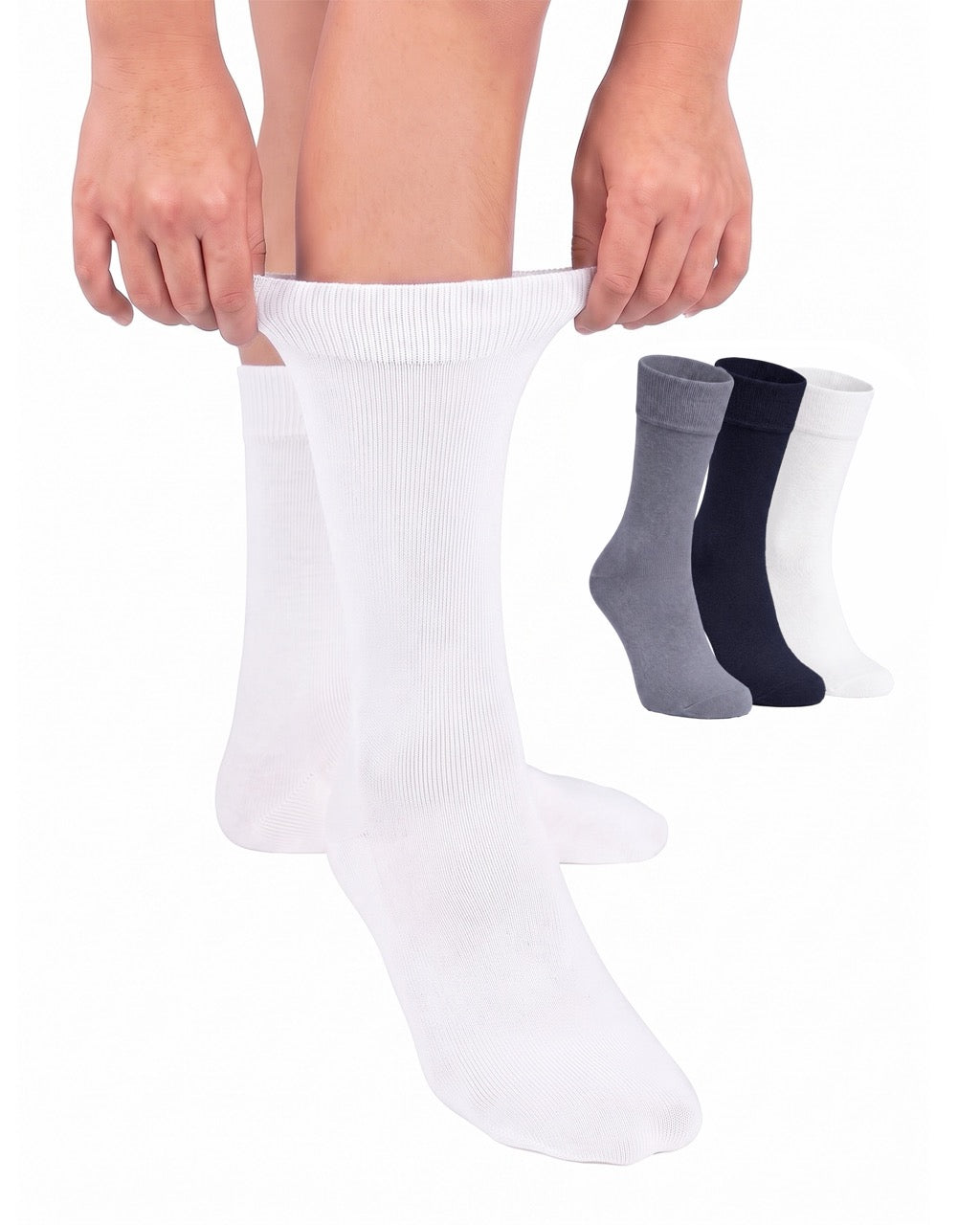 Hugh Ugoli Cotton Dress Crew Socks for Kids, 3 Pairs in Navy Blue/Red/White