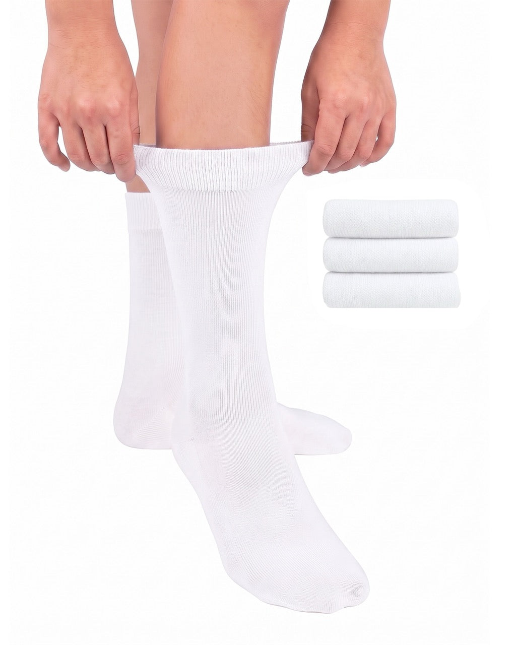 Hugh Ugoli Cotton Dress Crew Socks for Kids, 3 Pairs in White