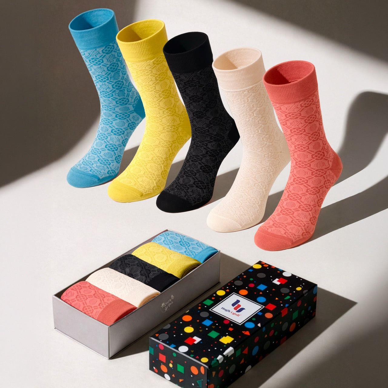 Hugh Ugoli Men's Honeycomb Patterned Socks, 5 Pairs - image 2