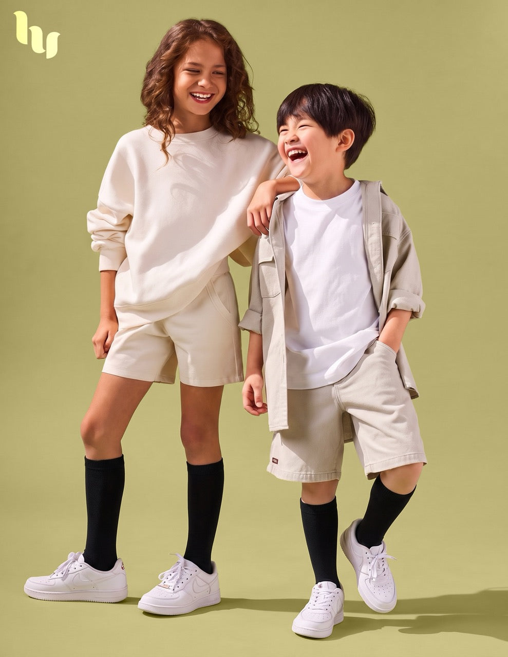 Hugh Ugoli Kids' Bamboo School Knee-High Socks, 3 Pairs in Black