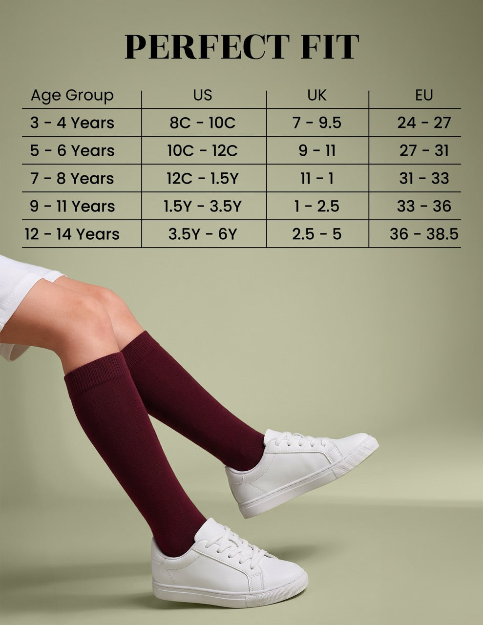 Hugh Ugoli Kids' Bamboo School Knee-High Socks, 3 Pairs in Burgundy