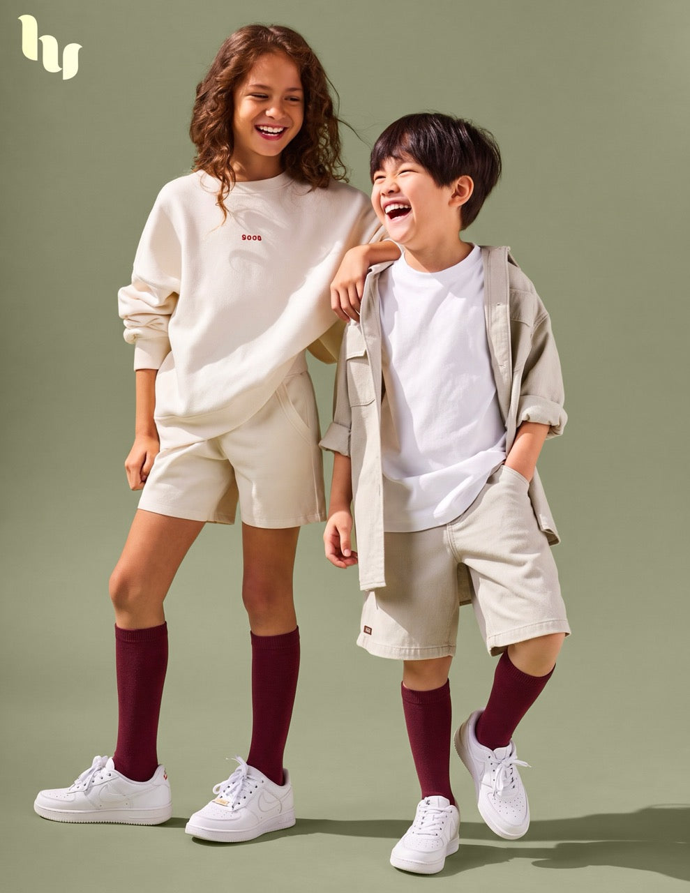 Hugh Ugoli Kids' Bamboo School Knee-High Socks, 3 Pairs in Burgundy