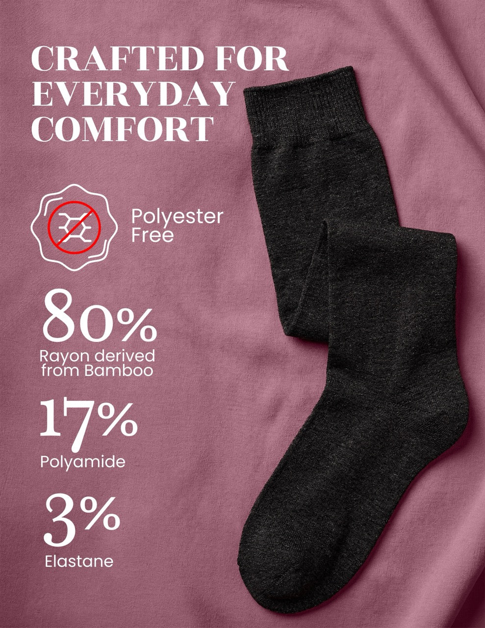 Hugh Ugoli Kids' Bamboo School Knee-High Socks, 3 Pairs in Dark Grey