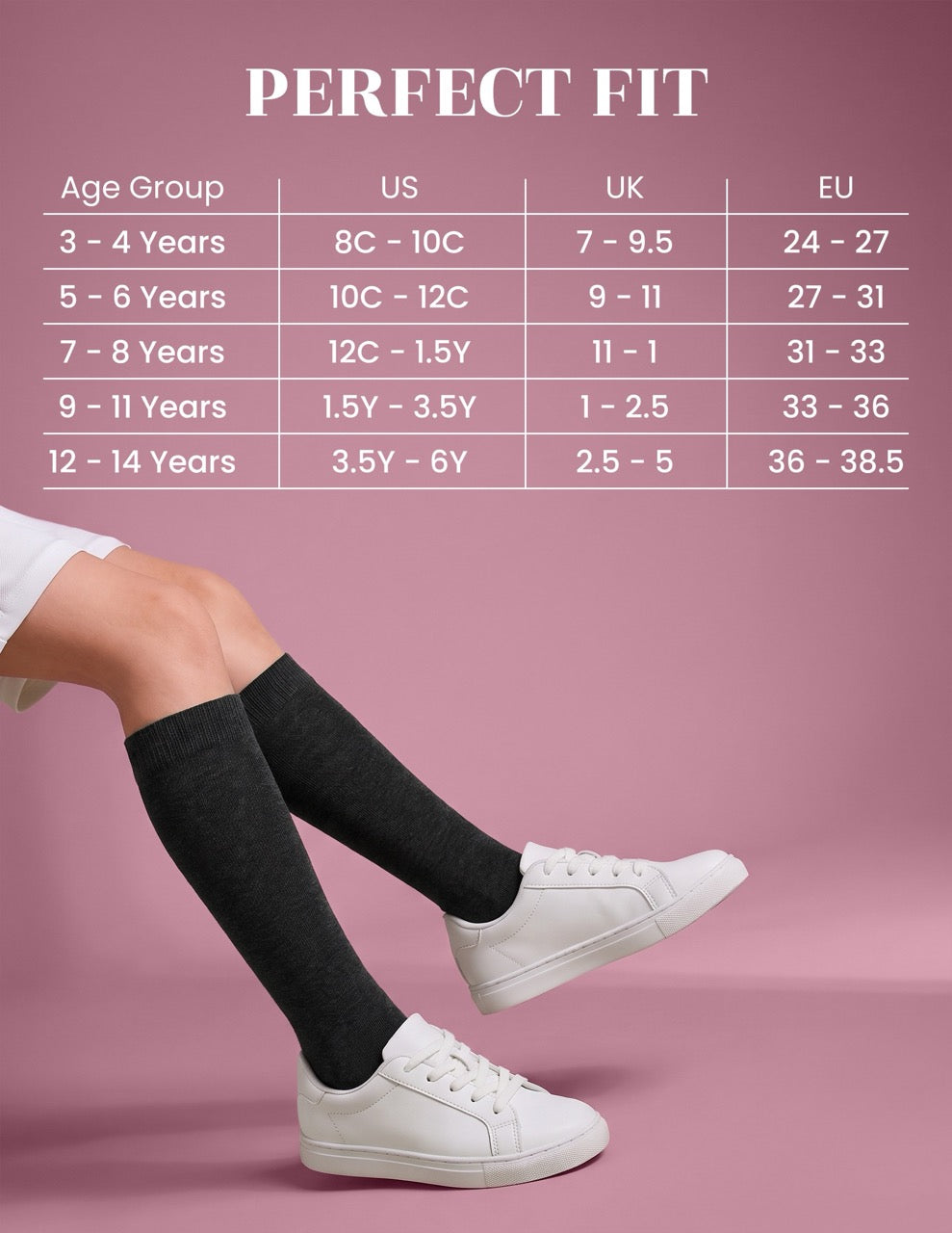 Hugh Ugoli Kids' Bamboo School Knee-High Socks, 3 Pairs in Dark Grey